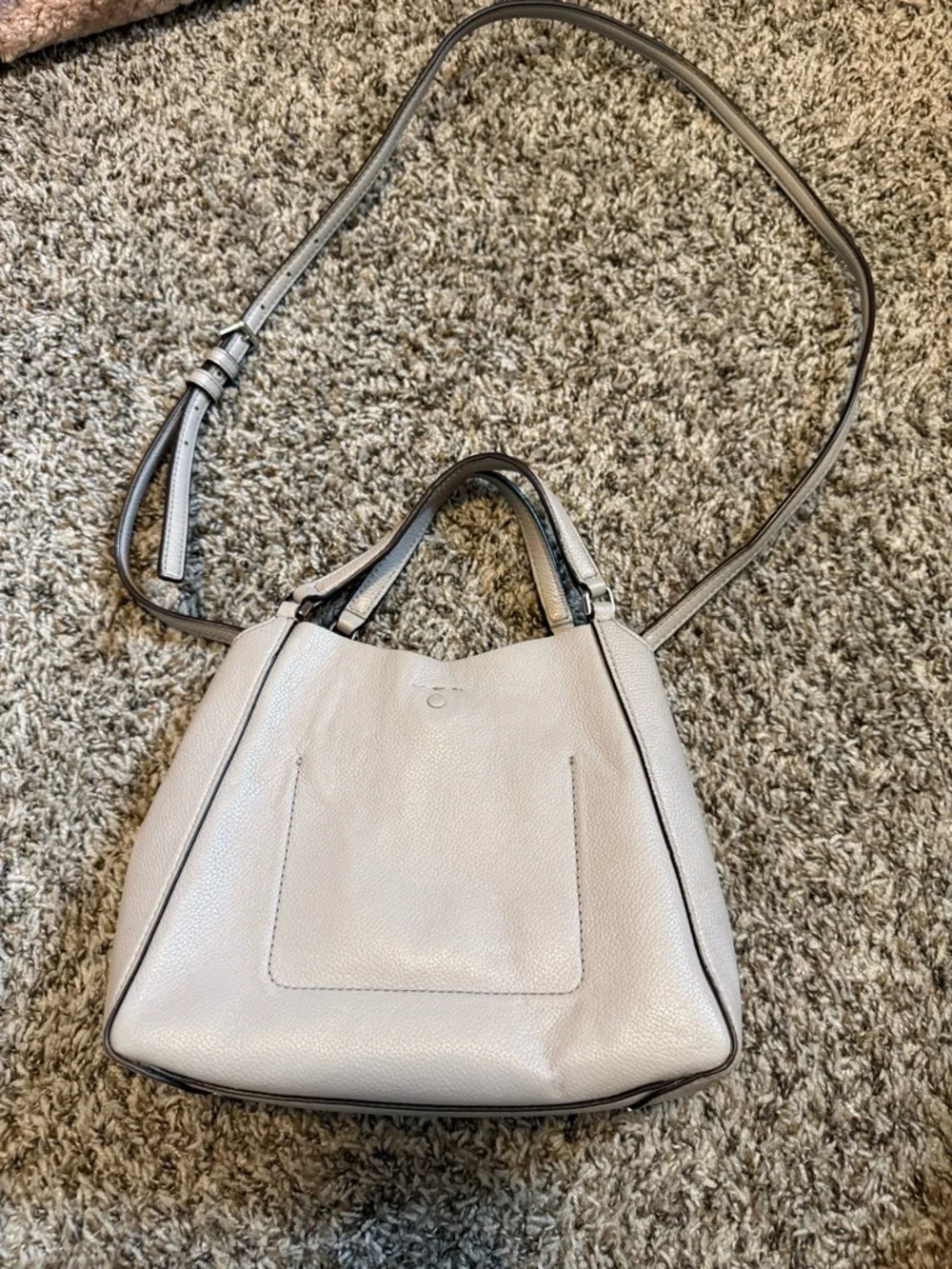 kate spade gray leather shoulder bag with floral charm - Picture 3 of 5